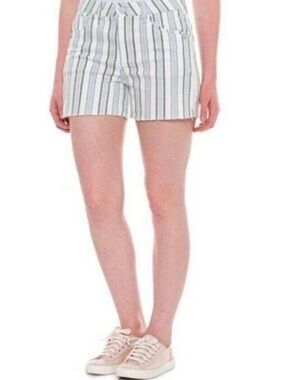 Wit & Wisdom “Absolution” Vertical Stripe High-Rise Raw Hem Shorts White Size 12